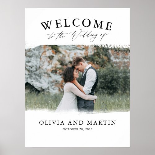 Washed Photo Modern Boho Wedding Welcome Sign