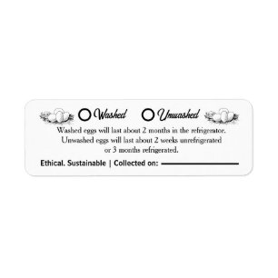 Washed Unwashed Chicken Egg Carton Packaging Label