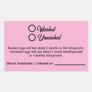 Washed Unwashed Chicken Egg Carton Packaging Rectangular Sticker