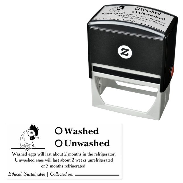 Washed Unwashed Chicken Egg Carton Packaging Self-inking Stamp (In Situ)