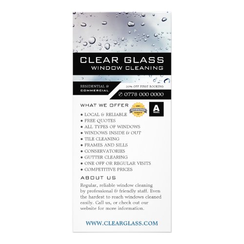 Washed Window Cleaning Service Price List Rack Card