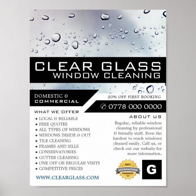 Washed Window, Window Cleaning Advertising Poster (Front)