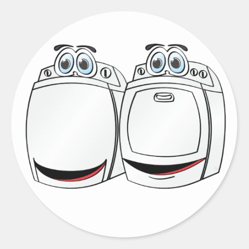 Washer Dryer Cartoon Classic Round Sticker