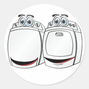 Washer Dryer Cartoon Classic Round Sticker