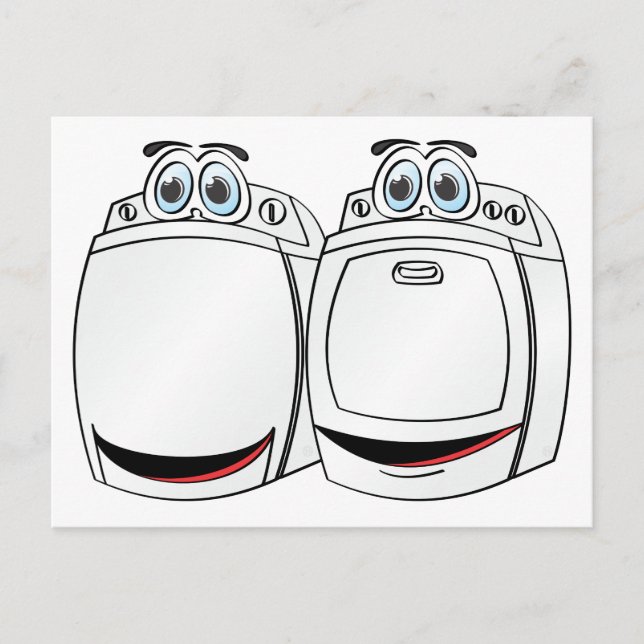 Washer Dryer Cartoon Postcard (Front)