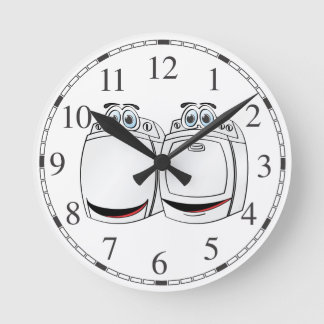 Washer Dryer Cartoon Round Clock