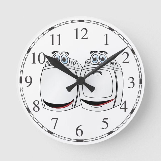 Washer Dryer Cartoon Round Clock (Front)