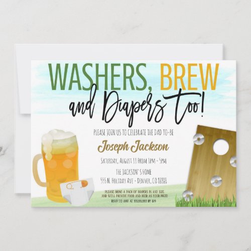 Washers and Beer Baby Shower Invitation