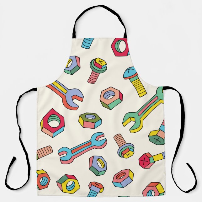 Washers and screws seamless pattern apron (Front)