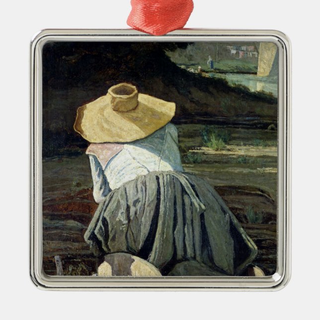 Washerwoman by the River, 1860 Metal Ornament (Front)