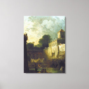 Washerwomen in the Moat of an Italian Villa Canvas Print