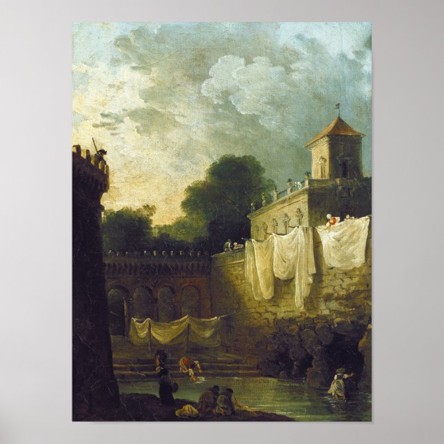 Washerwomen in the Moat of an Italian Villa Poster (Front)