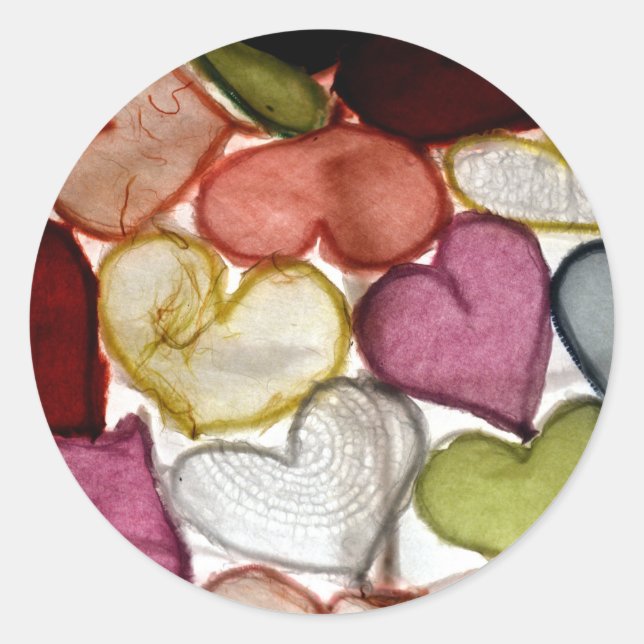 Washi Paper Hearts: Japan Classic Round Sticker (Front)