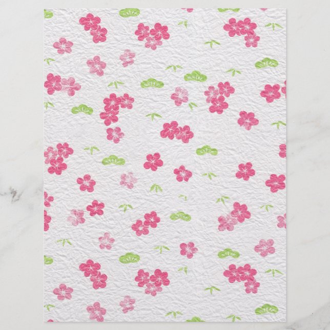 Washi Pink Floral Arts & Craft Scrapbook Paper (Front)