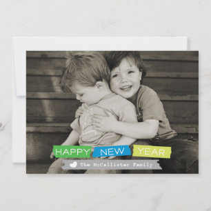 Washi Tape A7 New Year's card - Green blue yellow