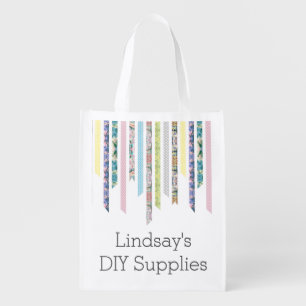 Washi Tape Crafting   Custom Name DIY Supplies Reusable Grocery Bag