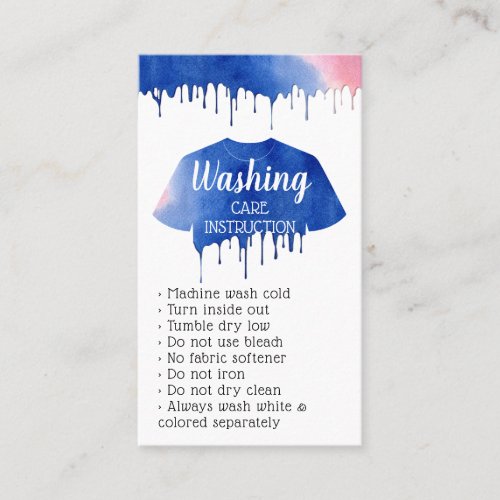 Washing Care Instruction Apparel Clothing Shop Business Card