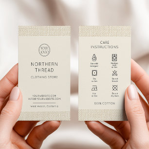 Washing Care Instructions Logo Clothing Business Card