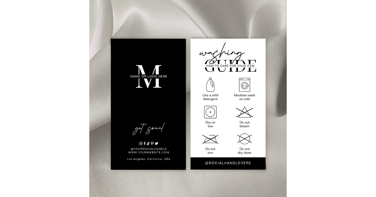 Washing Care Instructions Minimalist Logo Clothing Business Card Zazzle