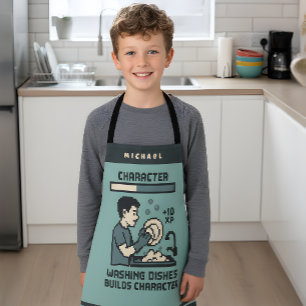 Washing Dishes Builds Character Gamer Funny Apron