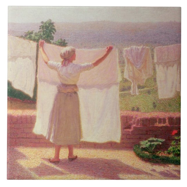 Washing in the Sun Ceramic Tile (Front)