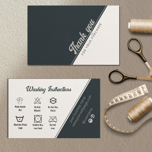 Washing Instructions Black White Gray Thank You Bu Business Card