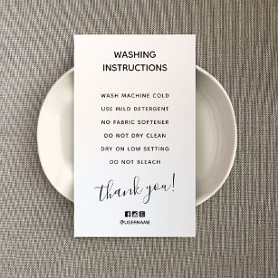 Washing Instructions Business Card