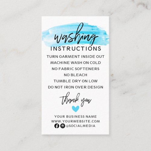 Washing Instructions Clothing Shirt Care Business Card