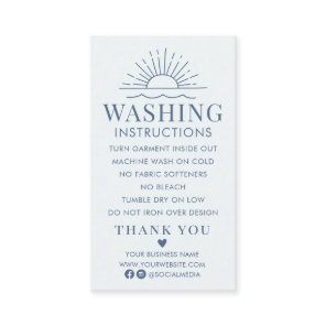 Washing Instructions Clothing Shirt Care with Sun  Business Card