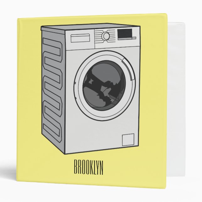 Washing machine cartoon illustration  3 ring binder (Front/Inside)