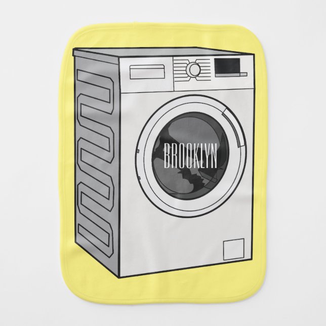Washing machine cartoon illustration  baby burp cloth (Front)