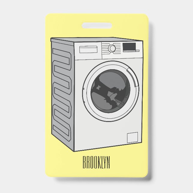 Washing machine cartoon illustration  badge (Front)