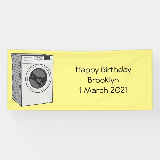 Washing machine cartoon illustration banner (Horizontal)