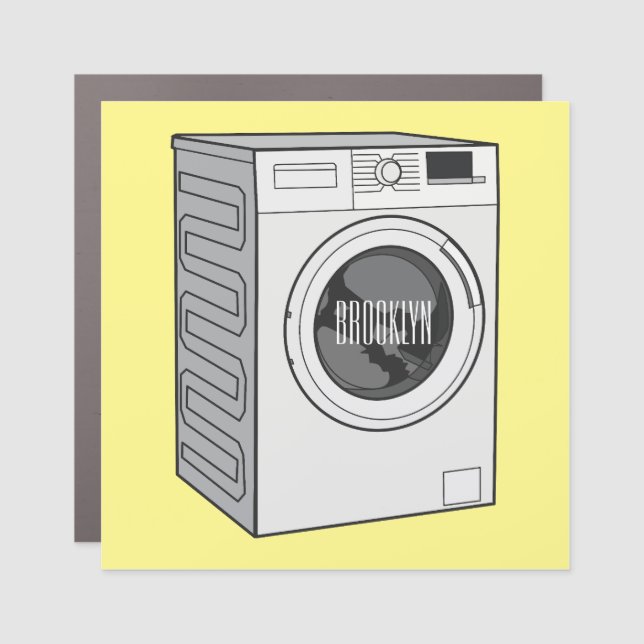 Washing machine cartoon illustration  car magnet (Front)
