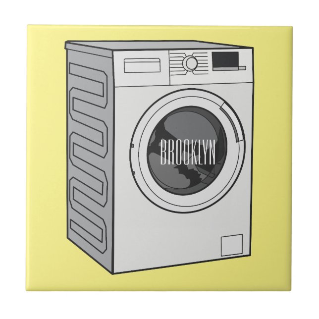Washing machine cartoon illustration  ceramic tile (Front)