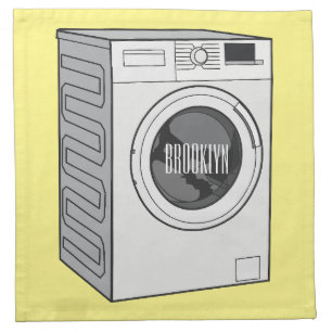 Washing machine cartoon illustration  cloth napkin