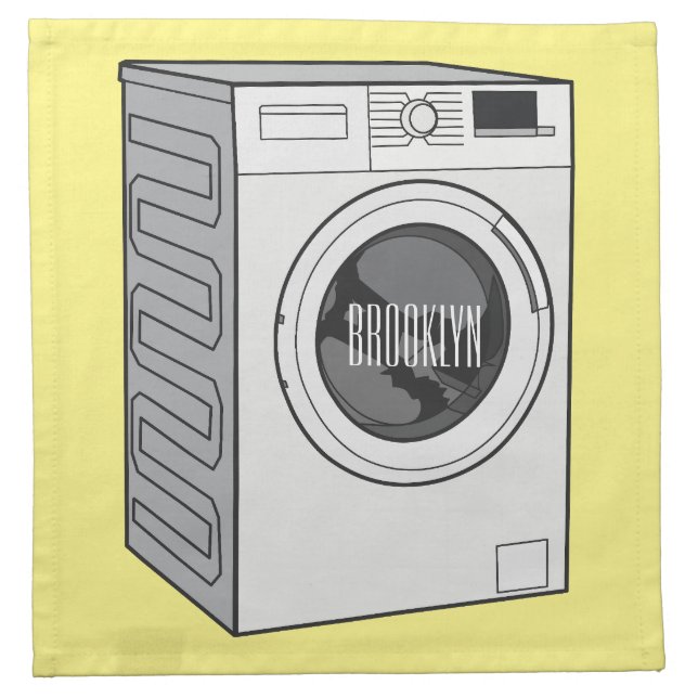 Washing machine cartoon illustration  cloth napkin (Front)