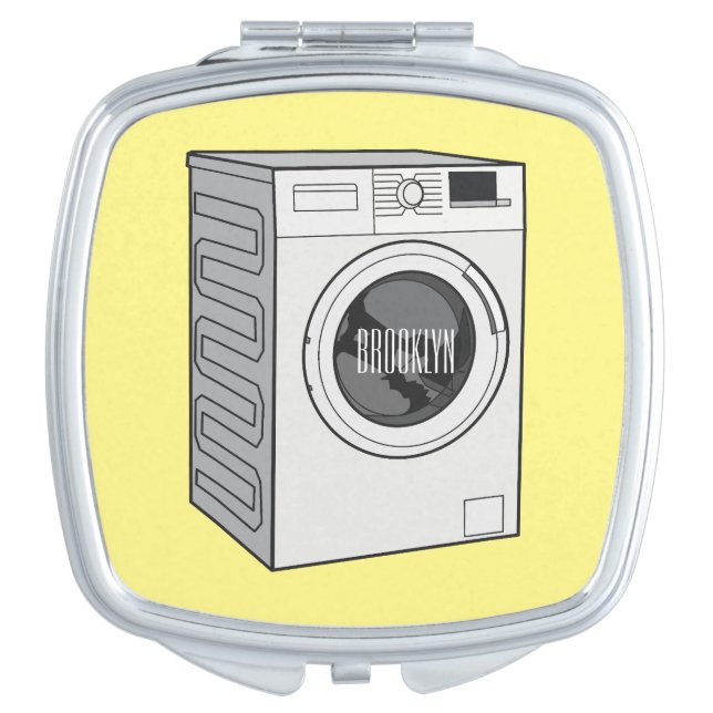 Washing machine cartoon illustration  compact mirror (Front)