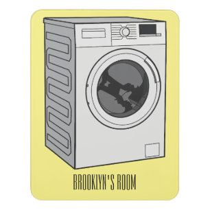 Washing machine cartoon illustration door sign