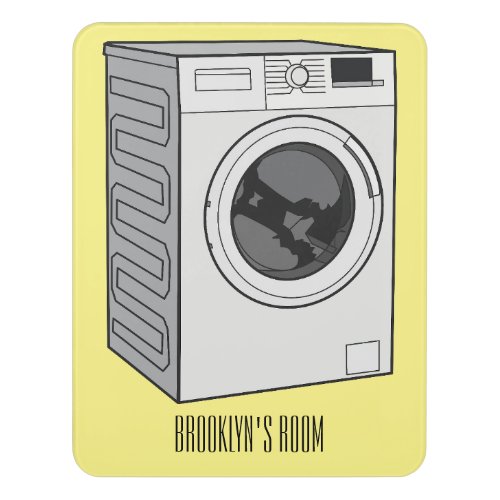 Washing machine cartoon illustration  door sign