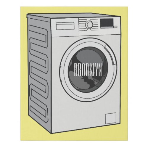 Washing machine cartoon illustration  faux canvas print