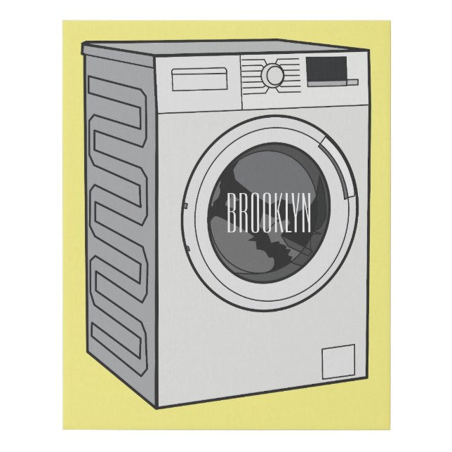 Washing machine cartoon illustration  faux canvas print (Front)
