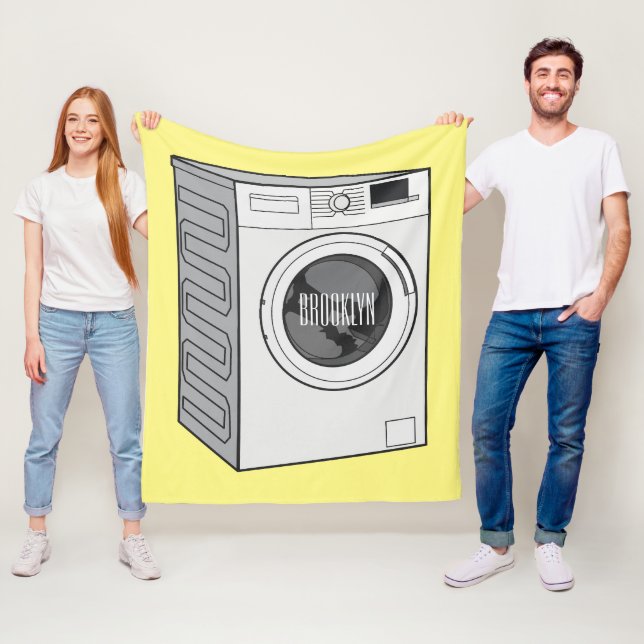 Washing machine cartoon illustration  fleece blanket (In Situ)