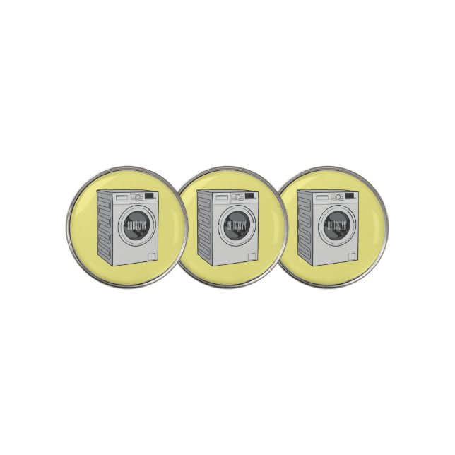Washing machine cartoon illustration  golf ball marker (3 Up)