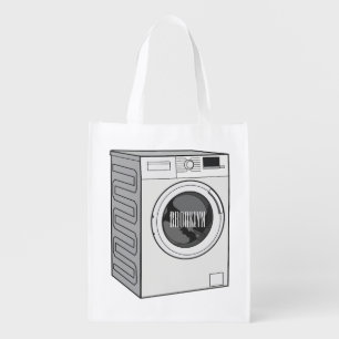 Washing machine cartoon illustration  grocery bag