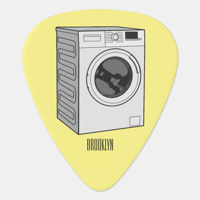 Washing machine cartoon illustration  guitar pick (Front)
