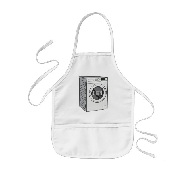 Washing machine cartoon illustration  kids' apron (Front)