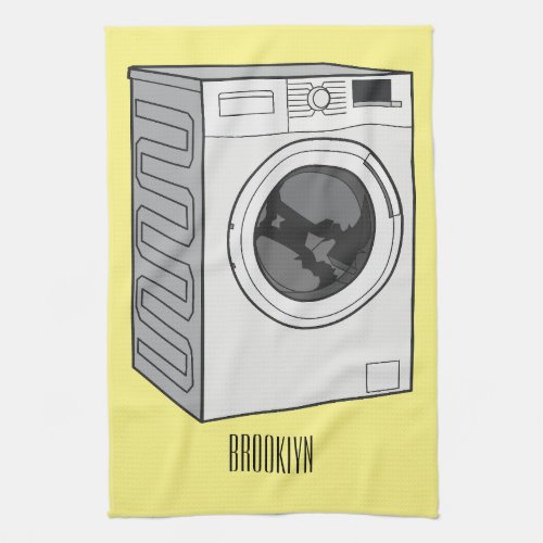 Washing machine cartoon illustration  kitchen towel