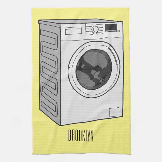 Washing machine cartoon illustration  kitchen towel (Vertical)