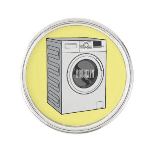 Washing machine cartoon illustration  lapel pin